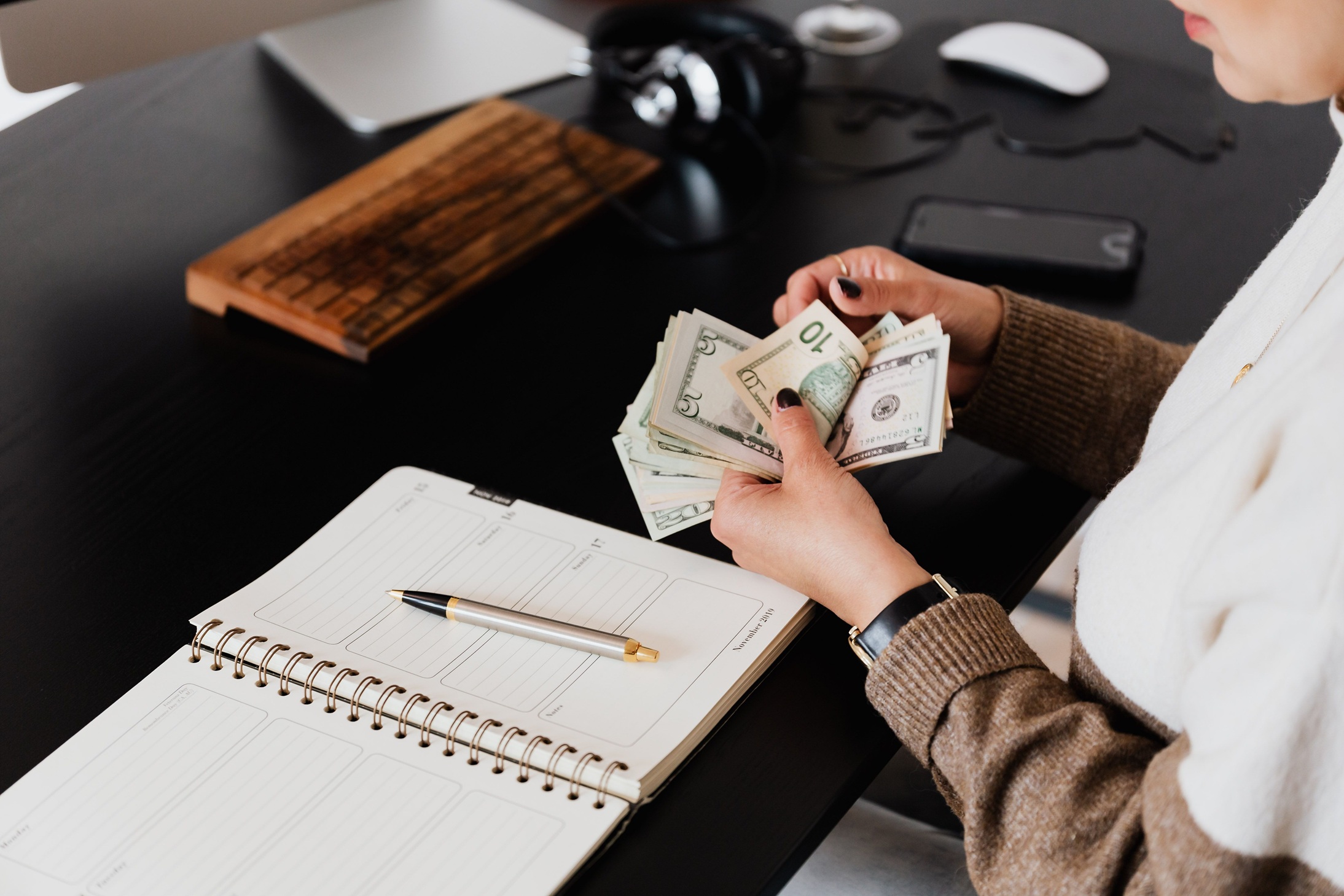 Accountant counting money